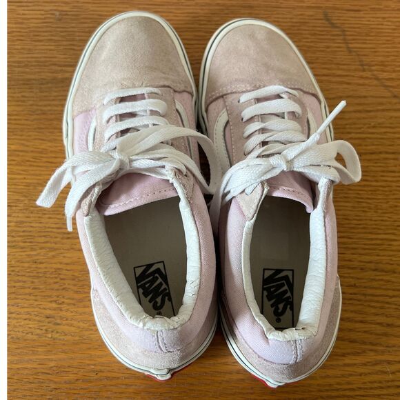 Vans Old Skool Shoes Junior Size 6 Sneakers Mauve Pink Leather Canvas - Picture 4 of 8